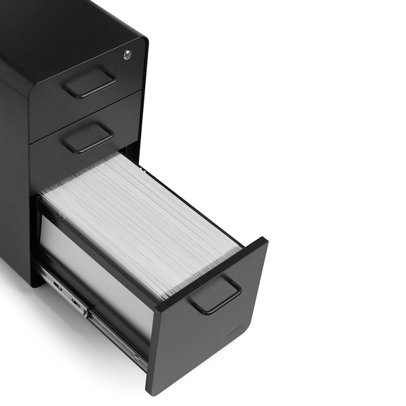 Black Slim Stow 3-Drawer File Cabinet, Rolling,Black,hi-res image number 5.0