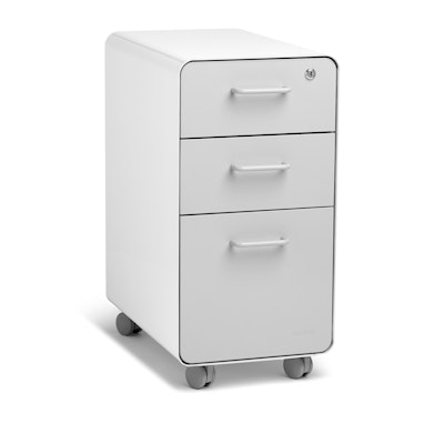 White + Light Gray Slim Stow 3-Drawer File Cabinet, Rolling
