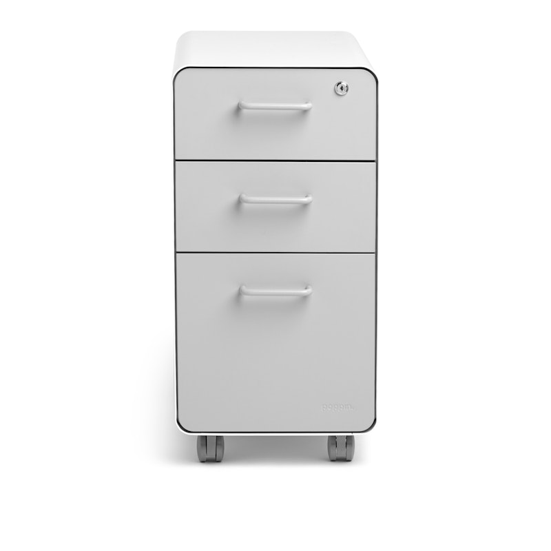 White + Light Gray Slim Stow 3-Drawer File Cabinet, Rolling,Light Gray,hi-res image number 3