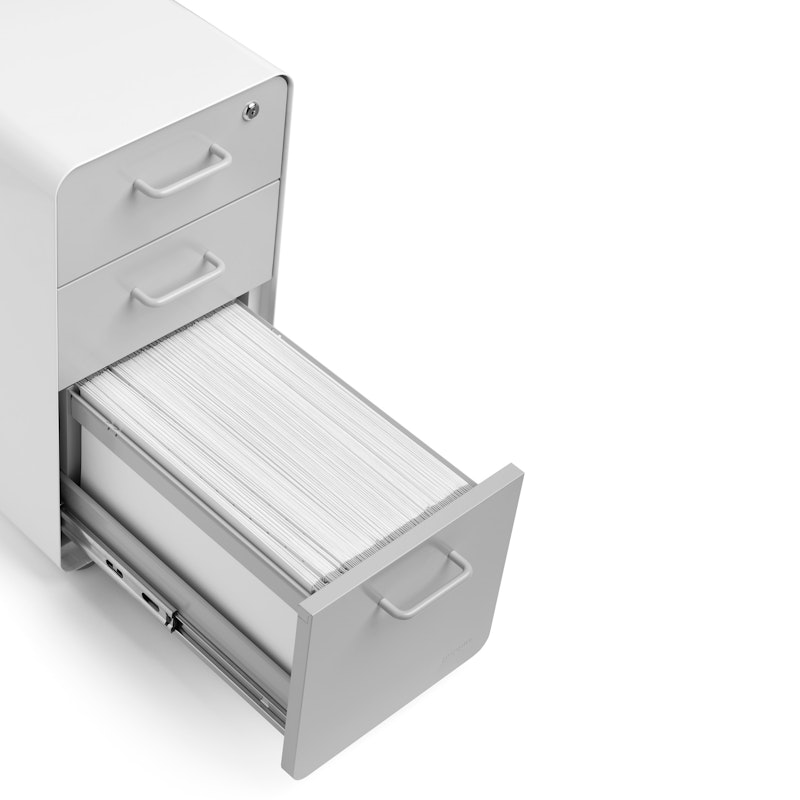 White + Light Gray Slim Stow 3-Drawer File Cabinet,Light Gray,hi-res image number 6