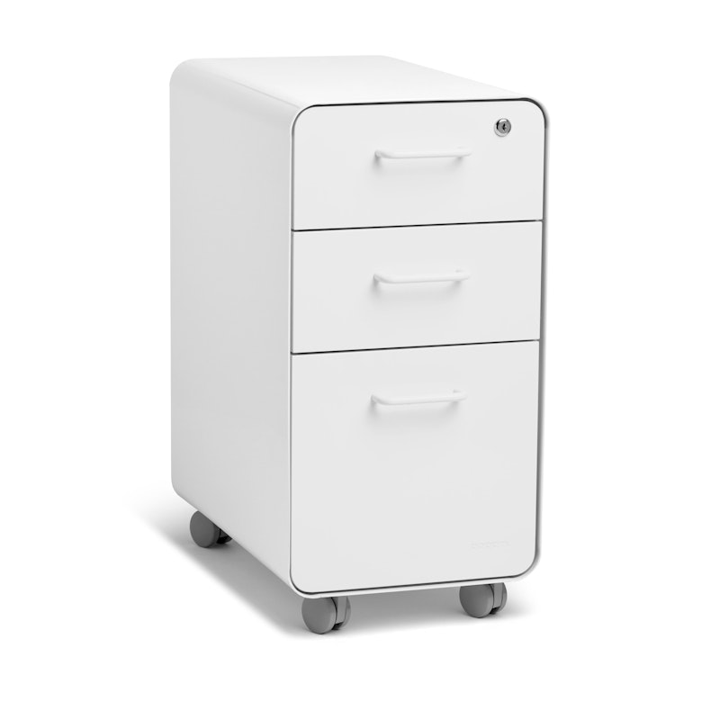 White Slim Stow 3-Drawer File Cabinet, Rolling,White,hi-res image number 0.0