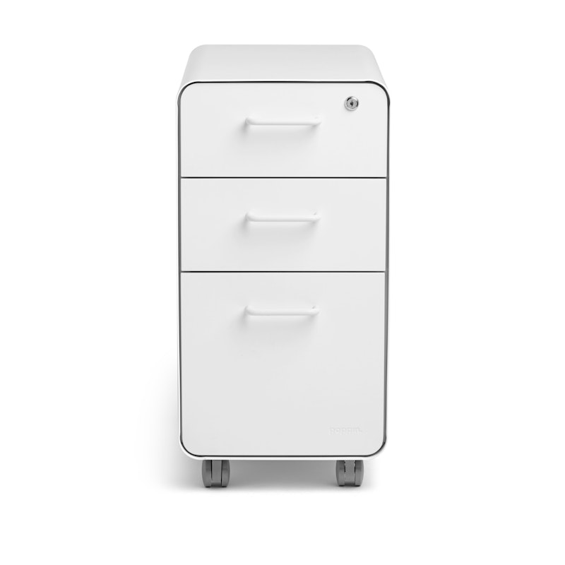 White Slim Stow 3-Drawer File Cabinet, Rolling,White,hi-res image number 3