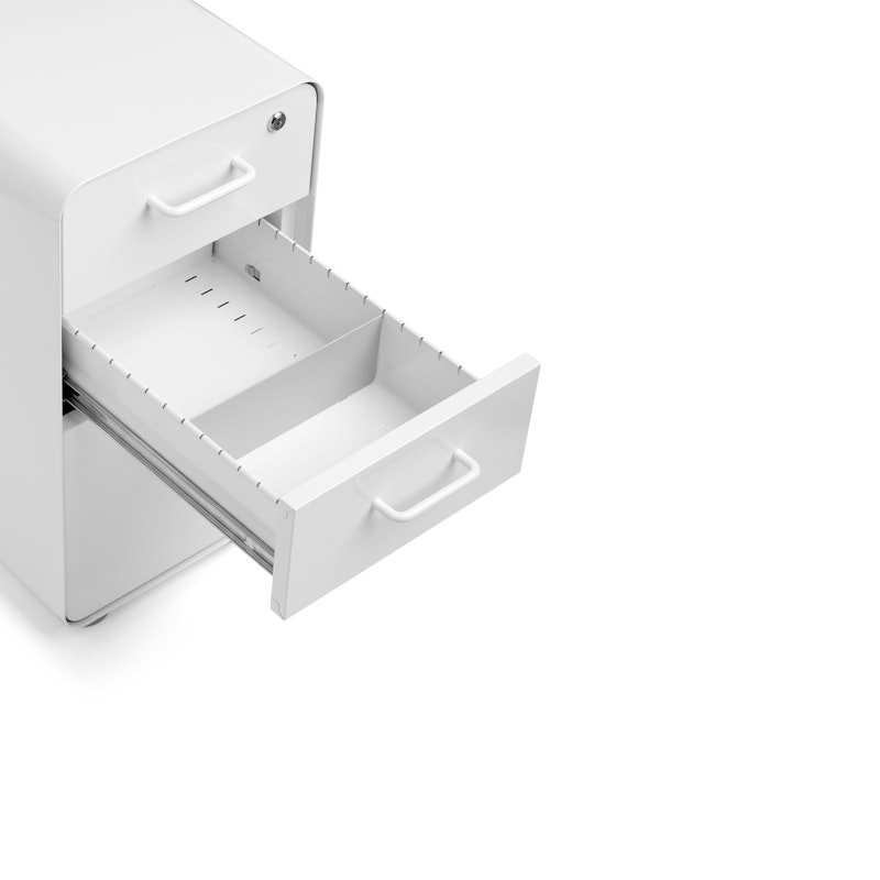 White Slim Stow 3-Drawer File Cabinet, Rolling,White,hi-res image number 3.0