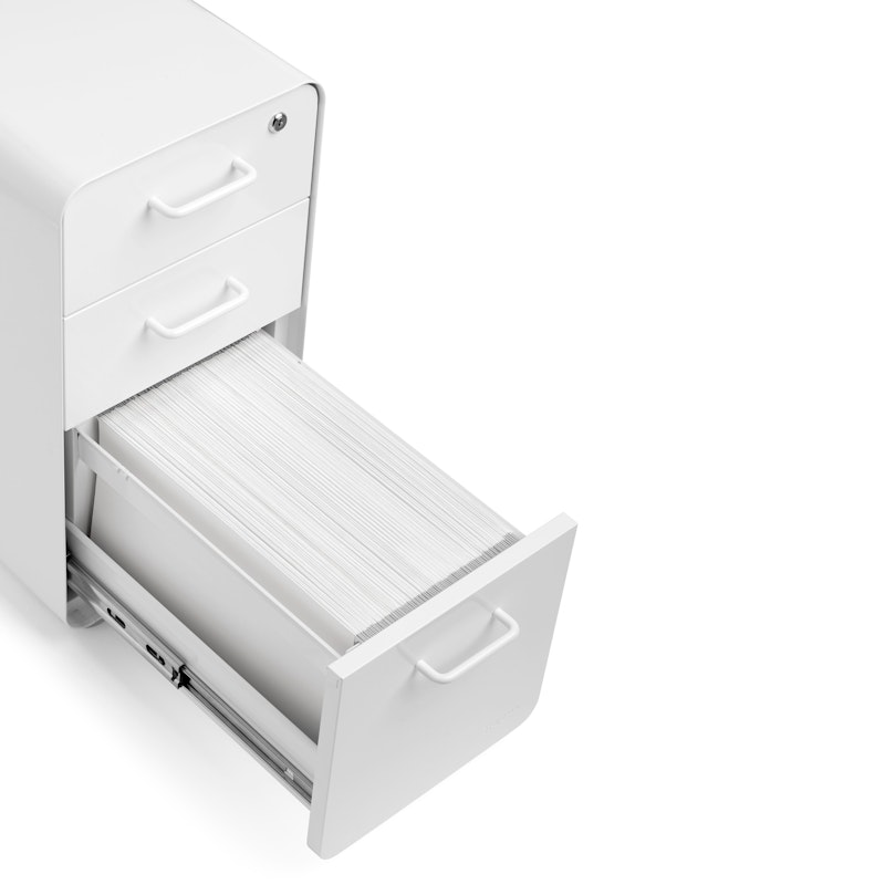 White Slim Stow 3-Drawer File Cabinet, Rolling,White,hi-res image number 5.0