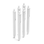 White Retractable Gel Luxe Pens w/ Black Ink, Set of 6,White,hi-res