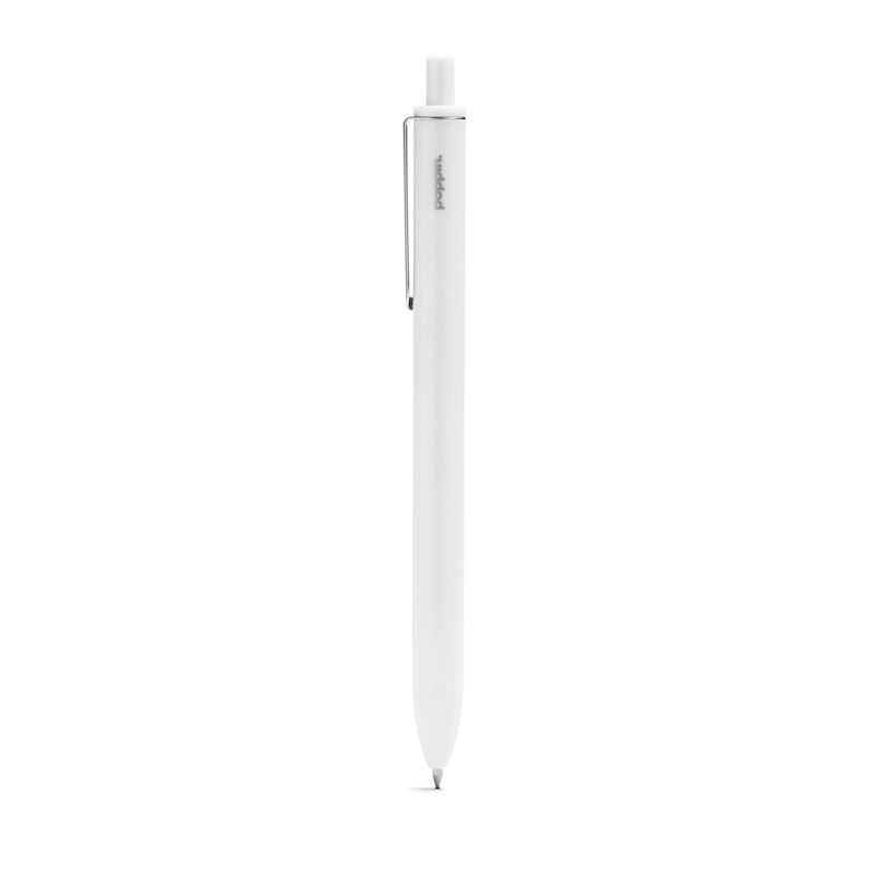 White Retractable Gel Luxe Pens w/ Black Ink, Set of 6,White,hi-res image number 2.0