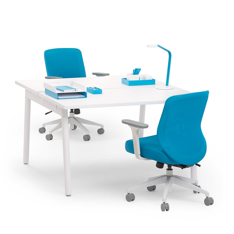 Series A Double Desk for 2, White, 47", White Legs,White,hi-res image number 1
