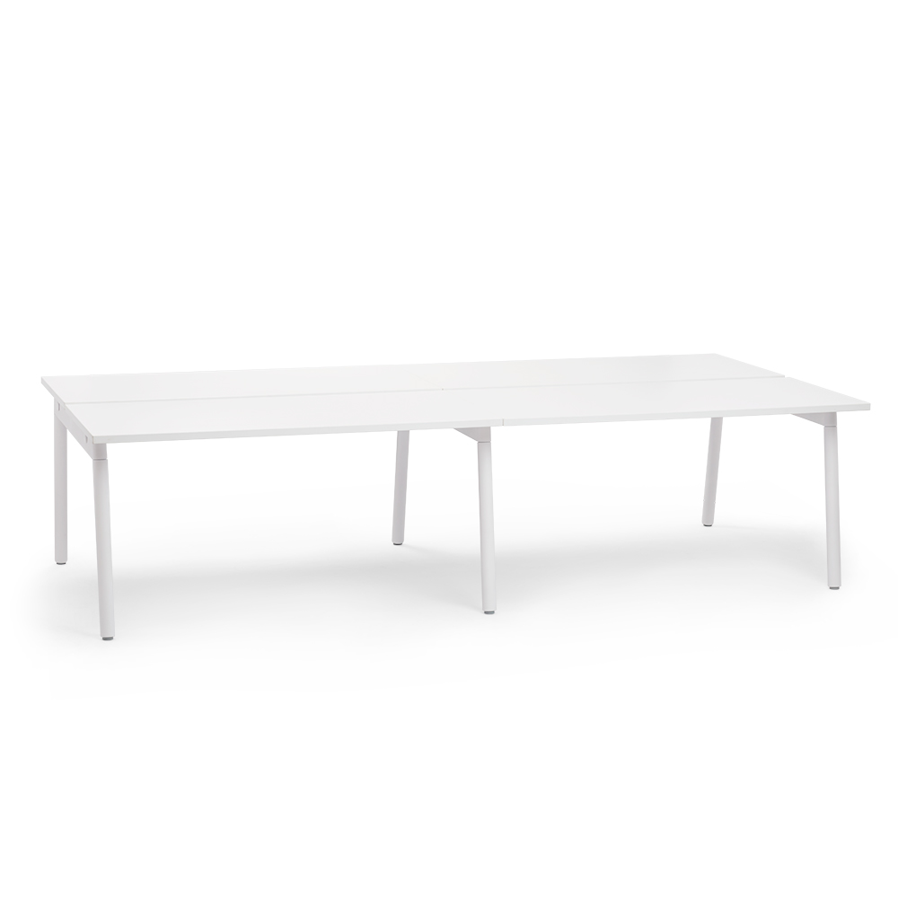 Series A Double Desk for 4, White, 57", White Legs,White,hi-res