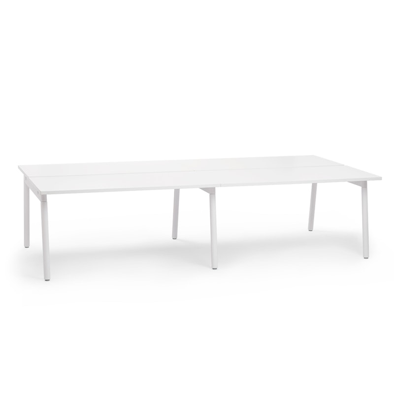 Series A Double Desk for 4, White, 57", White Legs,White,hi-res image number 1.0