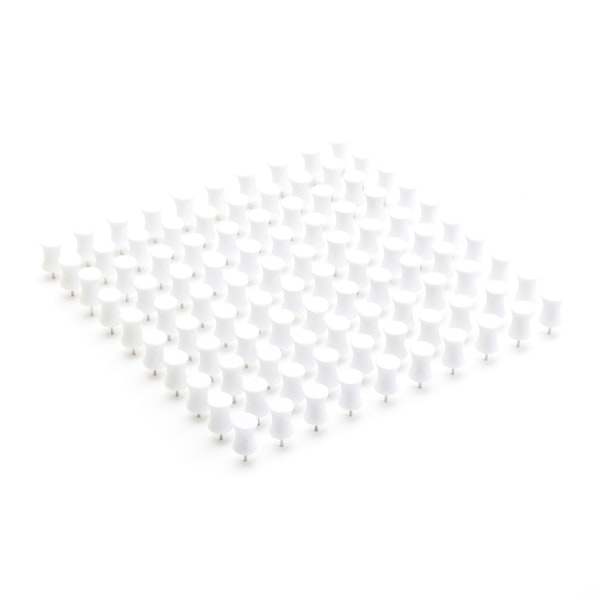 White Push Pins, Box of 100,White,hi-res