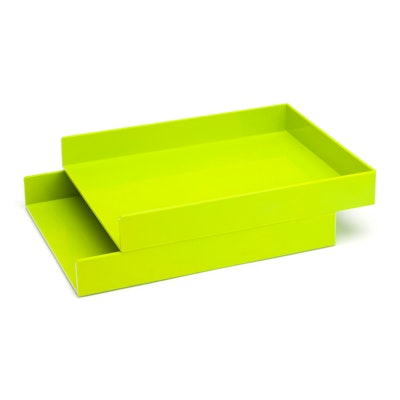Lime Green Letter Trays, Set of 2