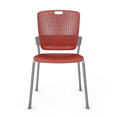 Shell Red Cinto Chair, Silver Frame