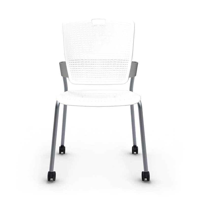 Shell White Cinto Chair, Rolling, Silver Frame,White,hi-res image number 0.0