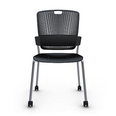Shell Black Cinto Chair, Rolling, Silver Frame