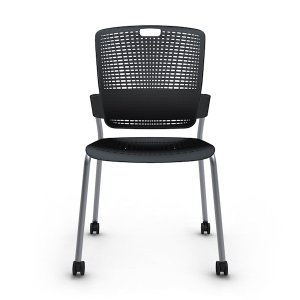 Shell Black Cinto Chair, Rolling, Silver Frame,Black,hi-res