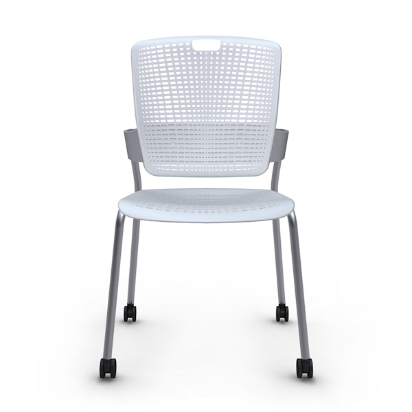 Shell Light Gray Cinto Chair, Rolling, Silver Frame,Gray,hi-res