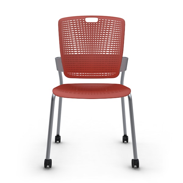 Shell Red Cinto Chair, Rolling, Silver Frame,Red,hi-res
