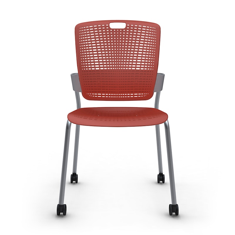 Shell Red Cinto Chair, Rolling, Silver Frame,Red,hi-res image number 0.0