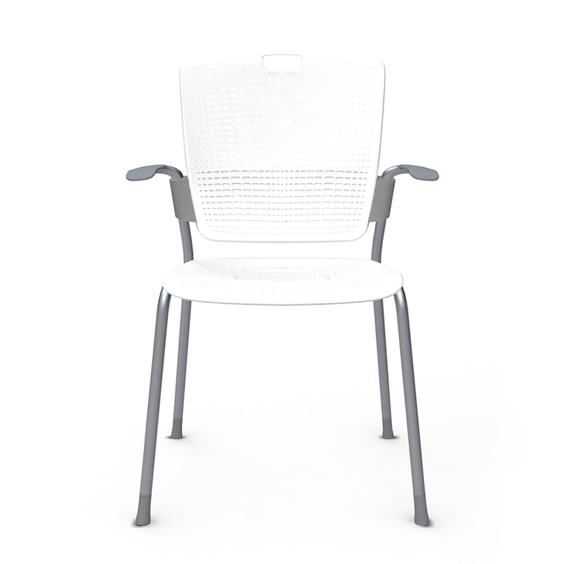 Shell White Cinto Chair wth Arms, Silver Frame,White,hi-res image number 0.0