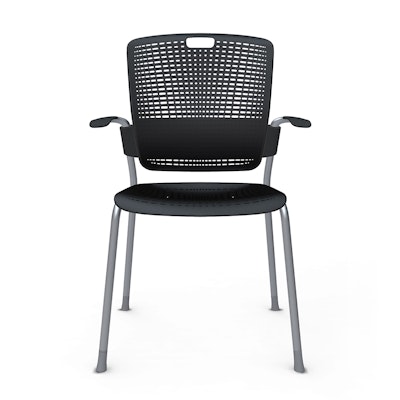 Shell Black Cinto Chair wth Arms, Silver Frame