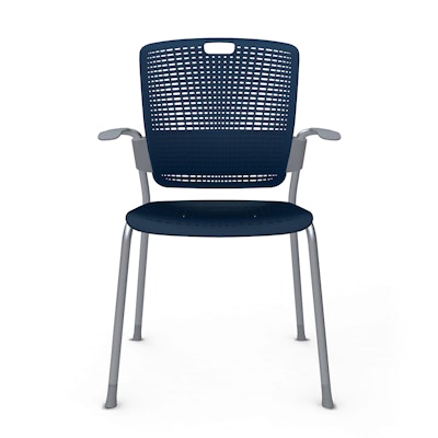 Shell Blue Cinto Chair wth Arms, Silver Frame