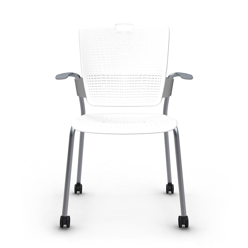 Cinto Chair with Arms, Rolling, Silver Frame