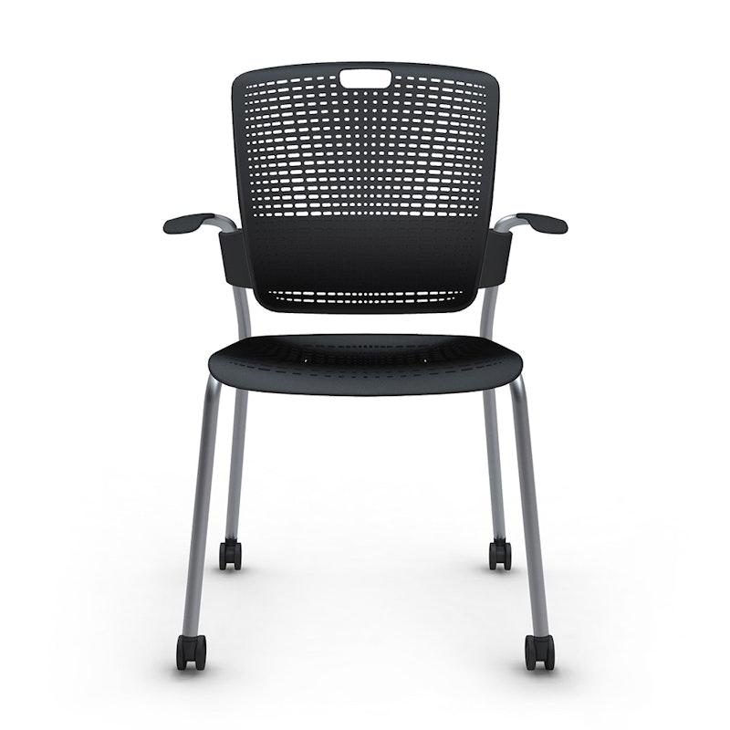 Shell Black Cinto Chair with Arms, Rolling, Silver Frame,Black,hi-res image number 0.0