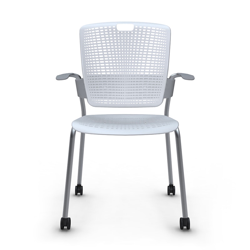 Shell Light Gray Cinto Chair with Arms, Rolling, Silver Frame,Gray,hi-res image number 0.0