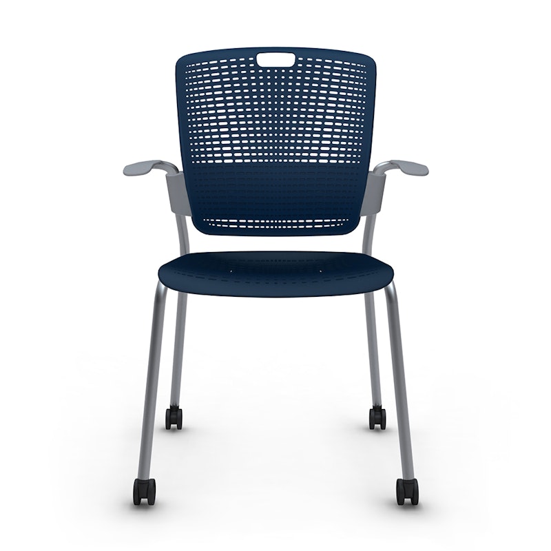 Shell Blue Cinto Chair with Arms, Rolling, Silver Frame,Navy,hi-res image number 0.0