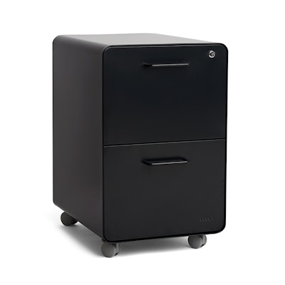 Black Stow 2-Drawer File Cabinet, Rolling