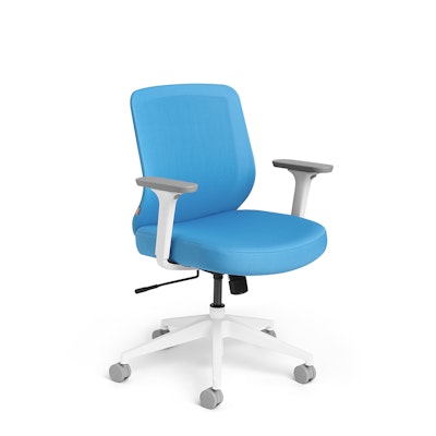 Pool Blue Max Task Chair, Mid Back, White Frame