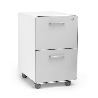 White + Light Gray Stow 2-Drawer File Cabinet, Rolling