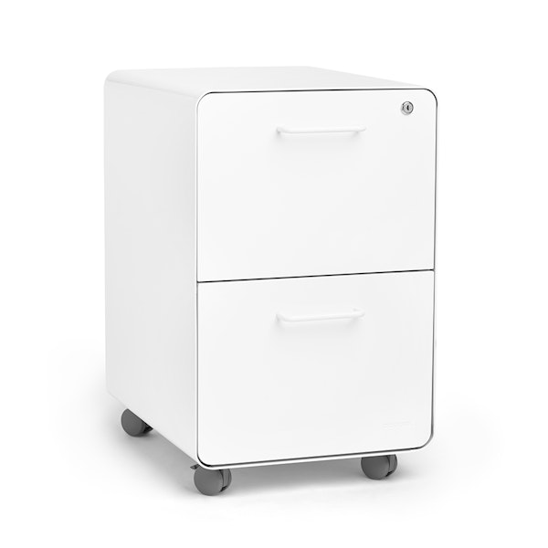 White Stow 2-Drawer File Cabinet, Rolling,White,hi-res