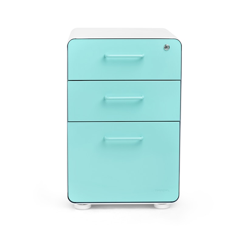 White + Aqua Stow 3-Drawer File Cabinet,Aqua,hi-res image number 4.0