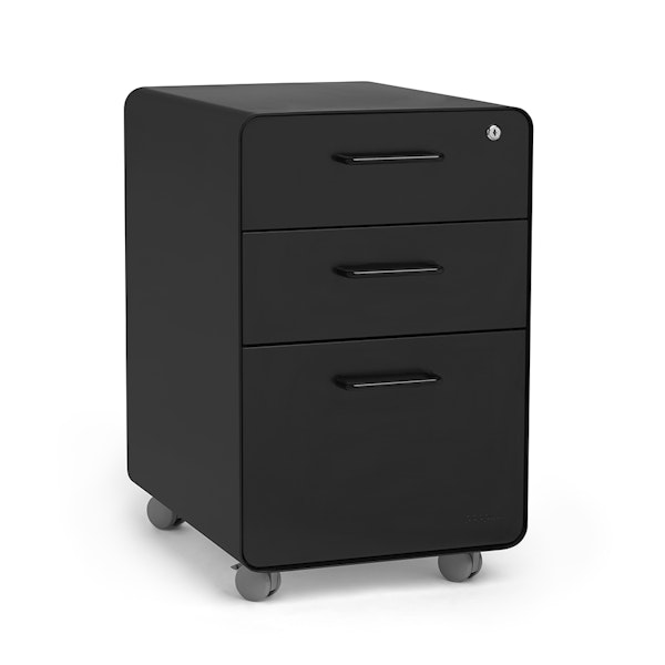 Black Stow 3-Drawer File Cabinet, Rolling,Black,hi-res