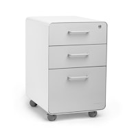 White + Light Gray Stow 3-Drawer File Cabinet, Rolling,Light Gray,hi-res