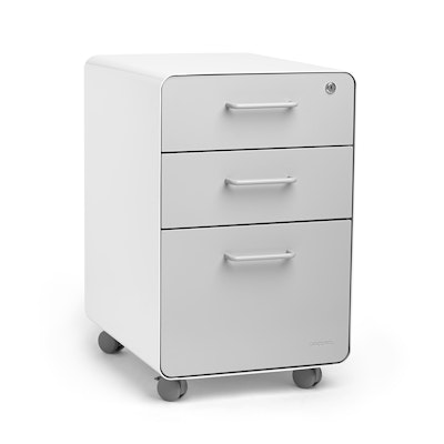 White + Light Gray Stow 3-Drawer File Cabinet, Rolling