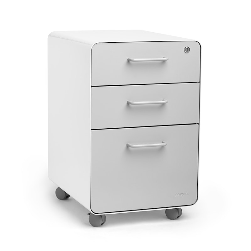 White + Light Gray Stow 3-Drawer File Cabinet, Rolling,Light Gray,hi-res image number 1