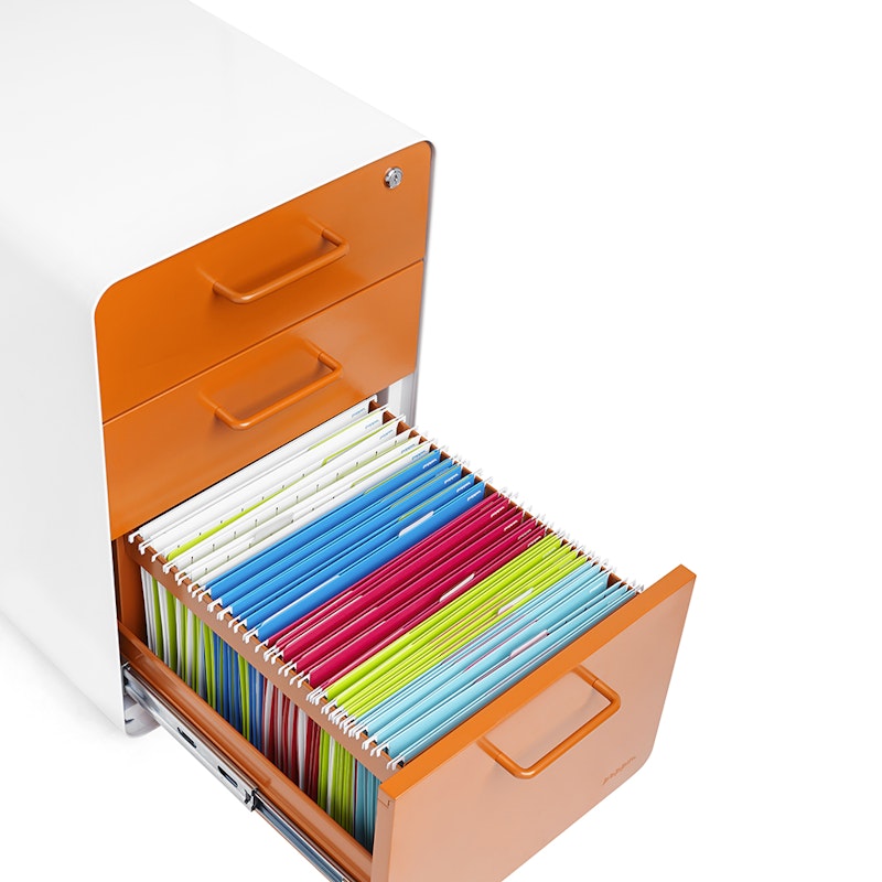 White + Orange Stow 3-Drawer File Cabinet,Orange,hi-res image number 3.0