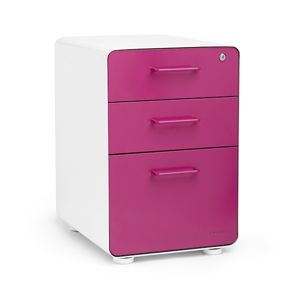 White + Pink Stow 3-Drawer File Cabinet,Pink,hi-res