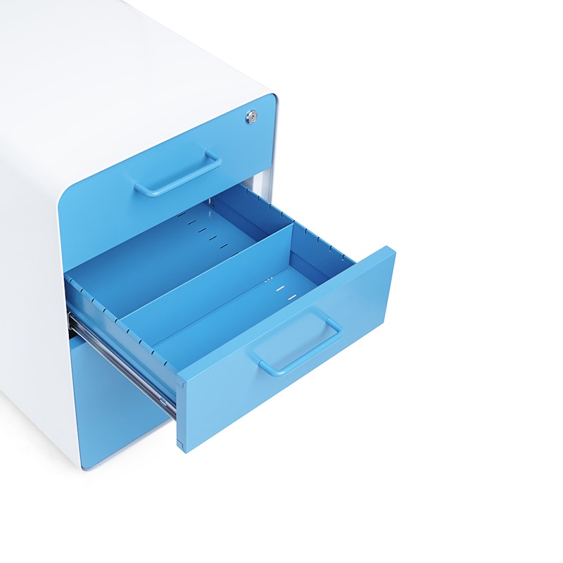 White + Pool Blue Stow 3-Drawer File Cabinet, Rolling,Pool Blue,hi-res image number 2