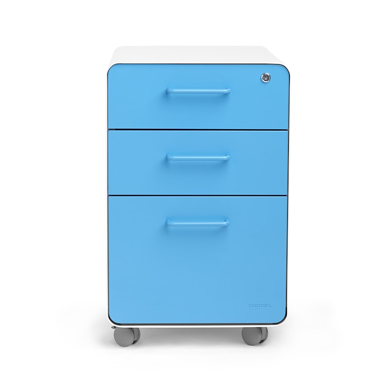 White + Pool Blue Stow 3-Drawer File Cabinet, Rolling,Pool Blue,hi-res image number 5