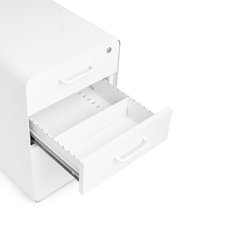 White Stow 3-Drawer File Cabinet, Rolling,White,hi-res image number 1.0