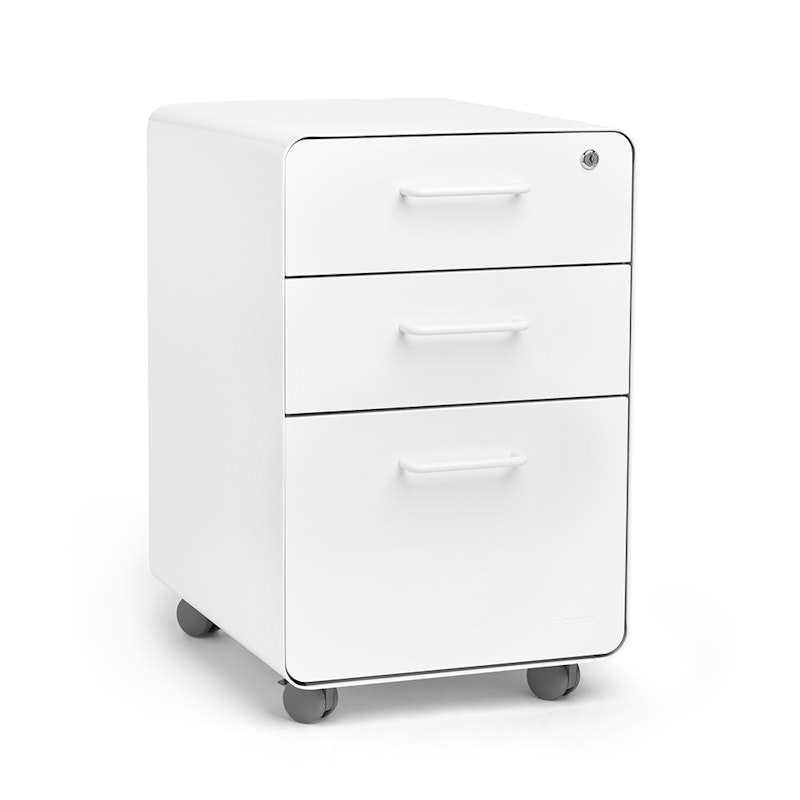 White Stow 3-Drawer File Cabinet, Rolling,White,hi-res image number 0.0
