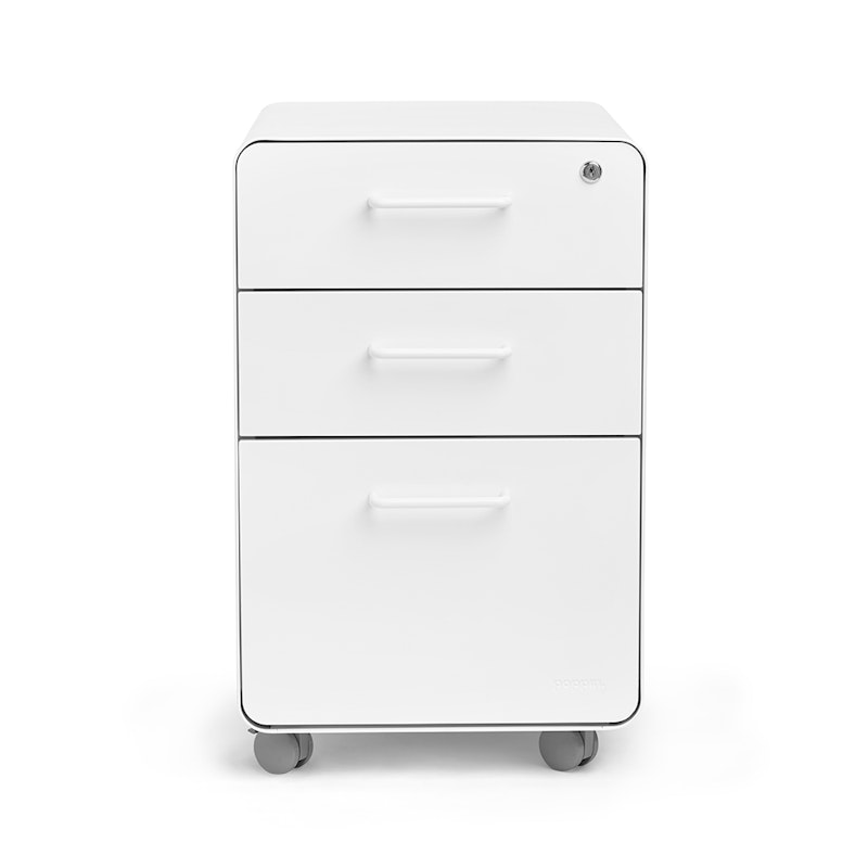 White Stow 3-Drawer File Cabinet, Rolling,White,hi-res image number 4.0