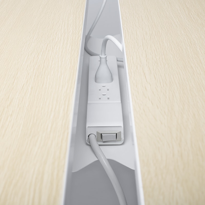 White Series A Double Desk Cable Hideaway,White,hi-res image number 2