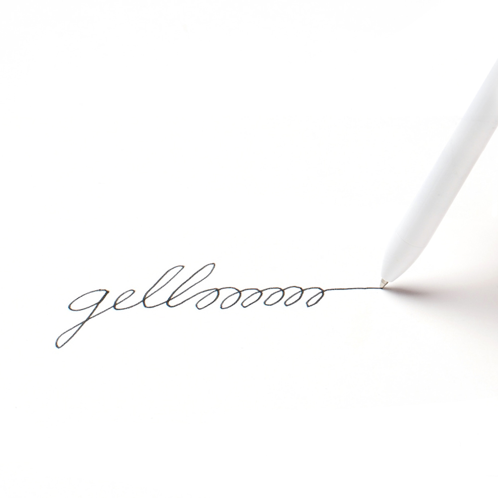 Custom White Retractable Gel Luxe Pen with Black Ink,White,hi-res