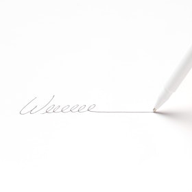 Custom White Signature Ballpoint Pen with Black Ink,White,hi-res