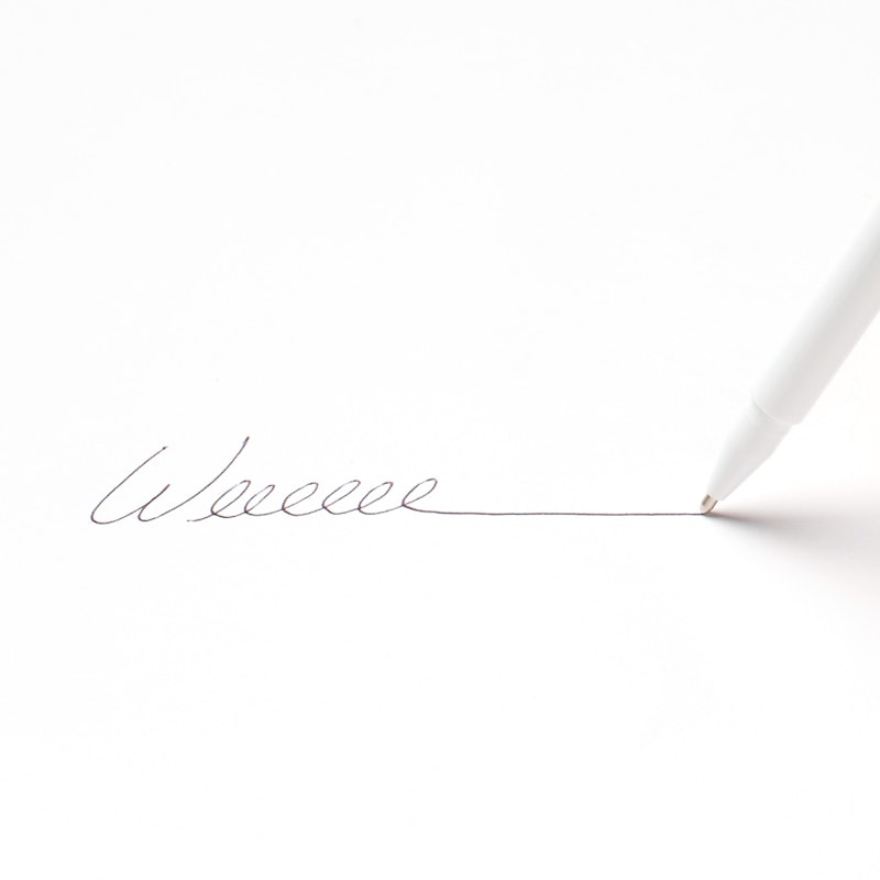 Custom White Signature Ballpoint Pen with Black Ink,White,hi-res image number 1.0