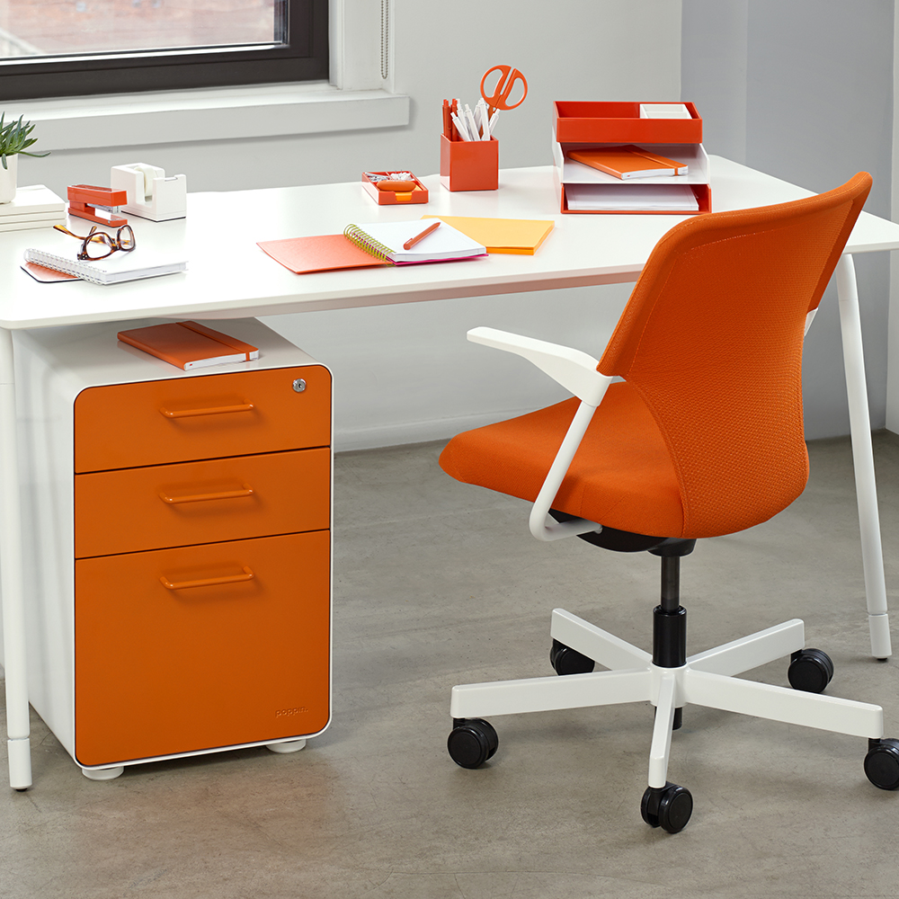White + Orange Stow 3-Drawer File Cabinet,Orange,hi-res